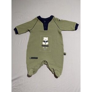 sesame street 'team teddy' bear, green blue baby one piece, 0-3 months